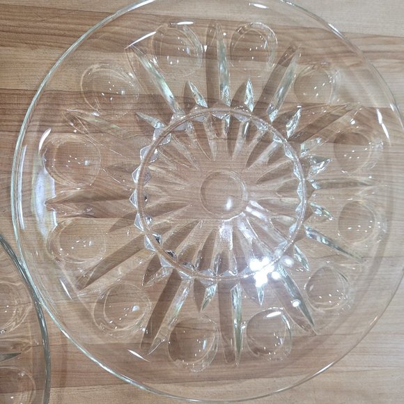 Two Vintage Clear Pressed Glass 10" Serving Plates - Picture 3 of 12